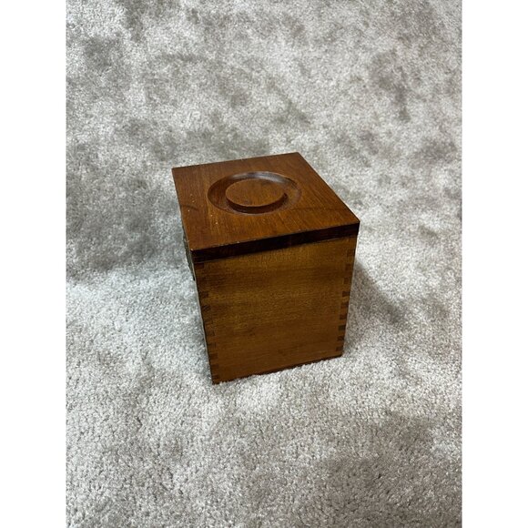 Vintage, Wood Box/Canister Brass Eagle Emblem‎ Dovetail Joints Kitchen - Picture 4 of 12